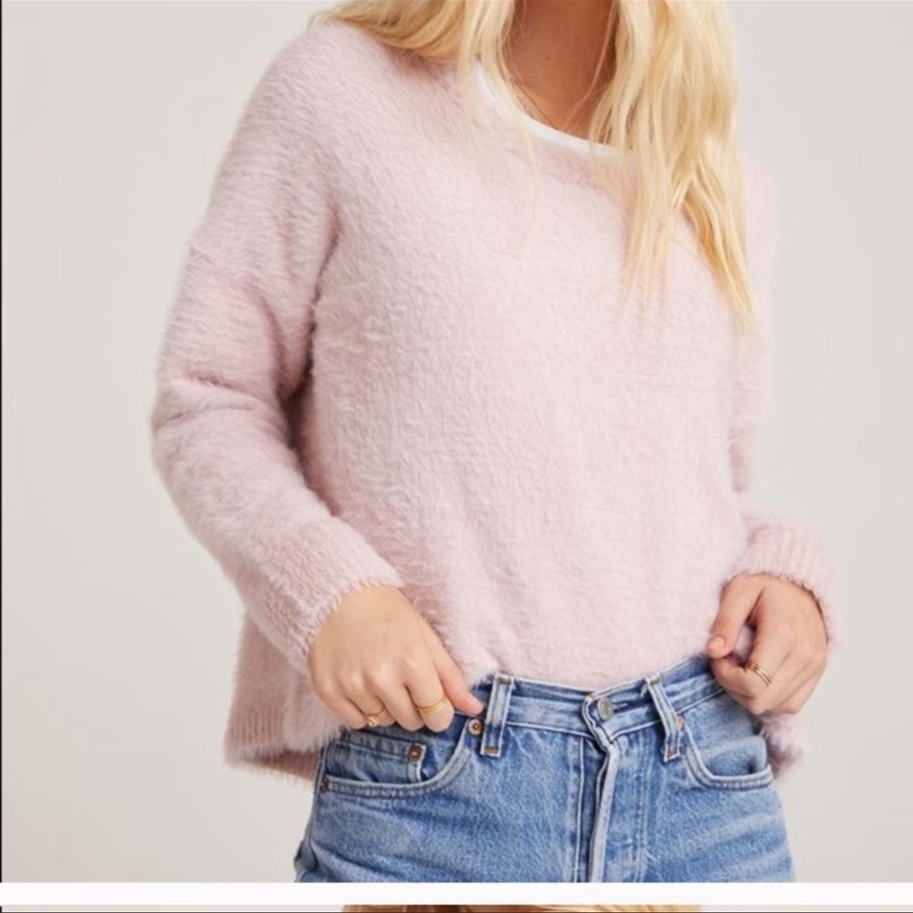 Bella Dahl fuzzy soft pink sweater size small - Picture 1 of 8